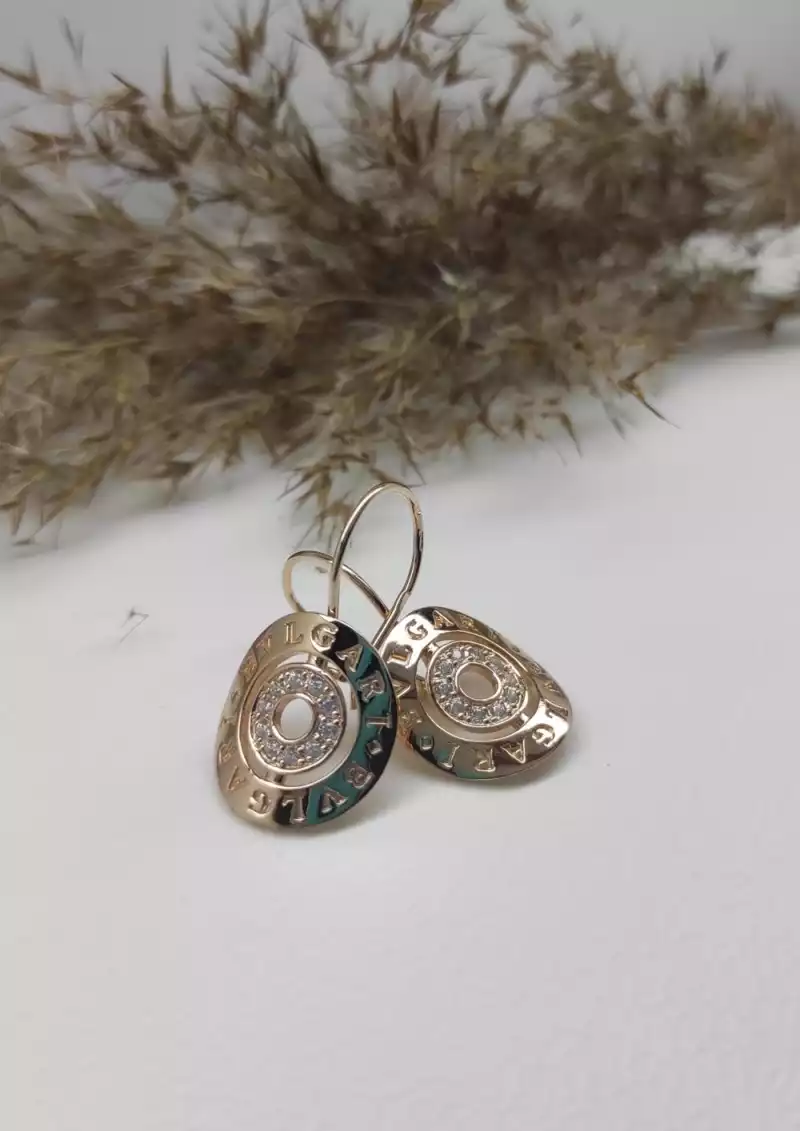 Серьги с фианитами в стиле BULGARI арт.С380