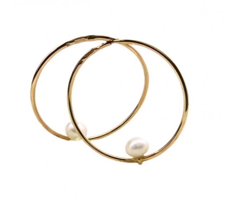 Серьги-Конго с жемчугом из золота 585 пробы арт.С361