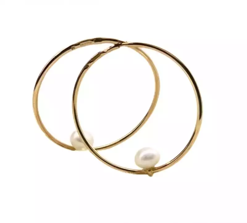 Серьги-Конго с жемчугом из золота 585 пробы арт.С361