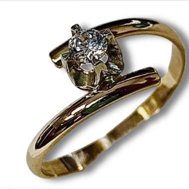 Кольцо с фианитом из золота 585 пробы арт.К505 17,5
