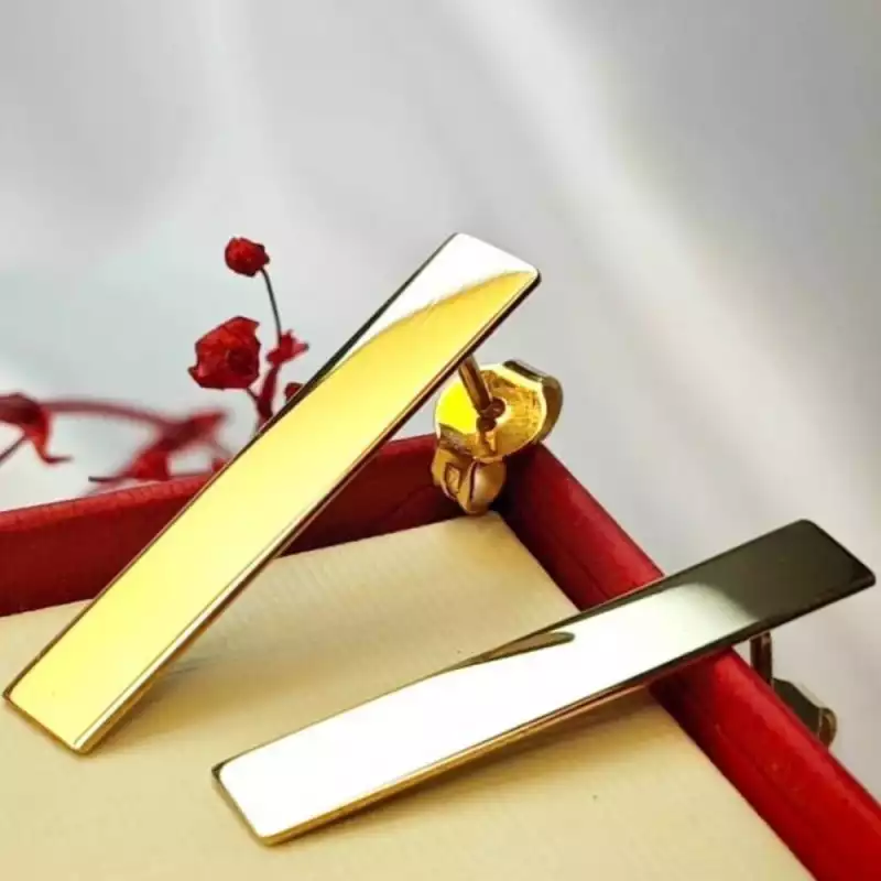 Серьги-гвоздики "Прямоугольники" из золота 585 пробы арт.С413